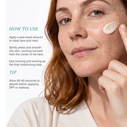 Onsen Secret Daily Hydration Collagen Moisture Spring, model applying cream to cheek with usage instructions overlay.