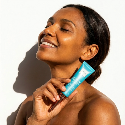 Beauty campaign visual featuring Onsen Secret nail and cuticle serum, lifestyle image highlighting hydration and nourishing oils.