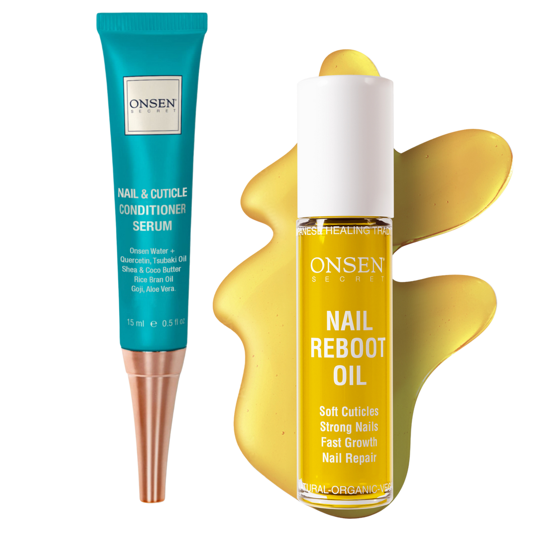 The image shows two products from the Nail &amp; Cuticle Reboot Duo. On the left is a tube labeled &