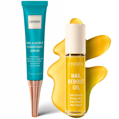 The image shows two products from the Nail &amp; Cuticle Reboot Duo. On the left is a tube labeled &