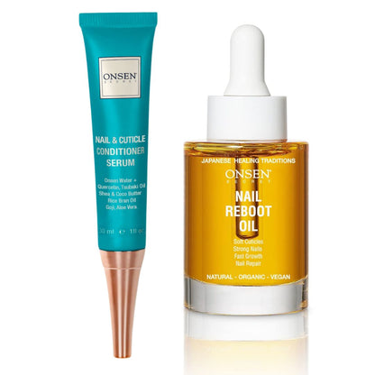 The image shows two products from the Nail &amp; Cuticle Reboot Duo. On the left is a tube labeled &