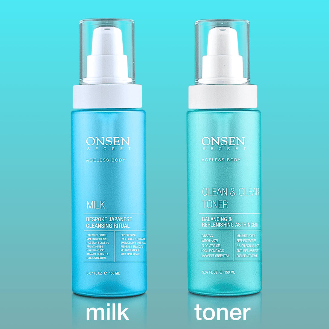 Two skin care product bottles labeled &