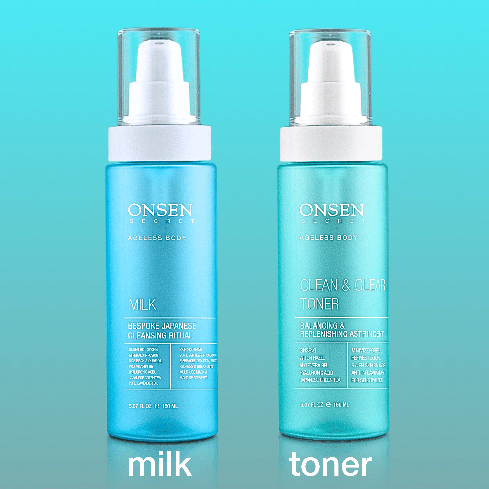 Two skin care product bottles labeled &
